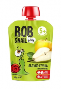 Bob Snail Пюре фруктове Яблуко-груша, 90 г (пауч) (4820219343011) в інтернет-магазині babypremium.com.ua