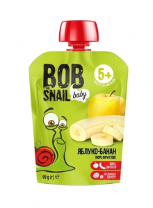 Bob Snail Фруктовое пюре Яблоко-Банан, 90 г, пауч (4820219343028) в интернет-магазине babypremium.com.ua