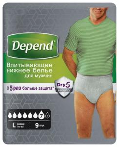 Depend Подгузники-трусы для мужчин L 9 шт (70-105см) 5029053560748 в интернет-магазине babypremium.com.ua
