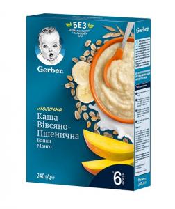 Gerber Каша молочная овсяно-пшеничная с бананом и манго, c 6 мес 240г (7613039834053) в интернет-магазине babypremium.com.ua