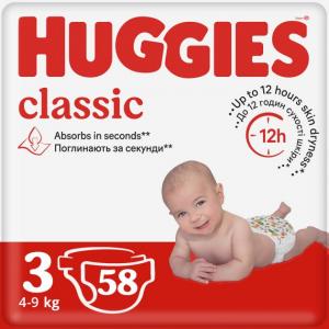 Підгузки Huggies Classic 4-9 кг 58 шт. (3) 5029053543109 в інтернет-магазині babypremium.com.ua