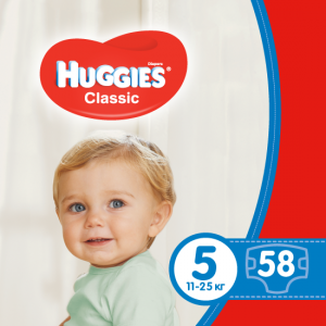 Подгузники Huggies Classic 5 (11-25кг) Mega Pack 58шт. 5029053543192 в интернет-магазине babypremium.com.ua