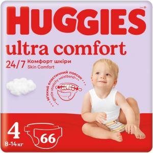 Підгузки Huggies Ultra Comfort 4 (8-14 кг) Mega 66 шт (5029053548777) в інтернет-магазині babypremium.com.ua