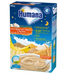 Humana Хумана Каша молочна «Солодкі сни» цільнозернова з бананом, 200 г, з 6 міс 4031244775597 в інтернет-магазині babypremium.com.ua