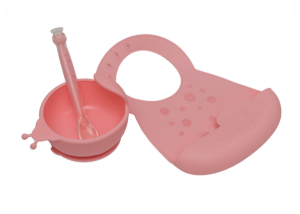 KinderenOK Набір першого силіконового посуду Happy Meal, рожевий (250220), (12436001568) в інтернет-магазині babypremium.com.ua