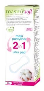 Masmi Органические ультратонкие прокладки Maxi Plus 2 в 1 для ежедневных или незначительных выделений, 24 шт. 8432984000615 в интернет-магазине babypremium.com.ua