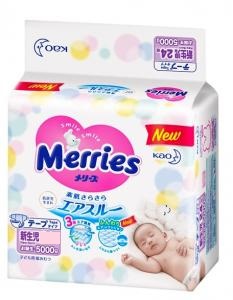Merries Подгузники для новорожденных (0-5 кг) 30шт NB (в пакете) + в подарок пробники GooN!!! в интернет-магазине babypremium.com.ua