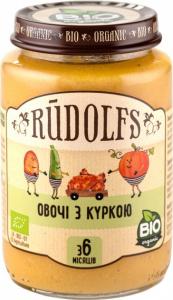 Rudolfs Овоче-м'ясне пюре Овочі з куркою з 8 місяців 190 г (4751017940549) в інтернет-магазині babypremium.com.ua
