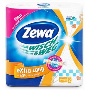 Zewa Рушники для кухні Wisch Weg Extra Lang DESIGN білі 2шт (2сл) 7322540973112 в інтернет-магазині babypremium.com.ua
