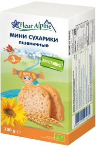 Fleur Alpine Organic Дитячі міні сухарики пшеничні, 100г (4056114005291) в інтернет-магазині babypremium.com.ua