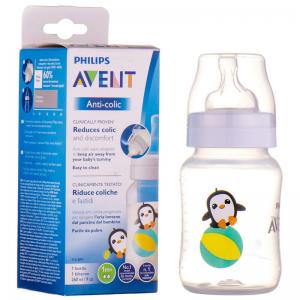 Avent Пляшечка для годування Anti-colic з декором пінгвіна 260 мл (SCF821/13) (8710103868842) в інтернет-магазині babypremium.com.ua