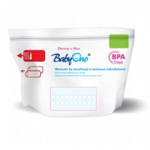 BabyOno Пакети для cтерилізації в мікрохвильовій печі (1038) (5 шт. в упаковці на 100 стерилізацій) 5904341209106 в інтернет-магазині babypremium.com.ua