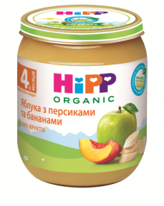 HiPP Бананы и персики в яблочном пюре, 125г (4283) 9062300134244 в интернет-магазине babypremium.com.ua