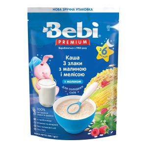 Bebi Каша молочна 3 злаки з малиною та мелісою Преміум 8606019654368 в інтернет-магазині babypremium.com.ua