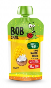 Bob Snail Фруктовое смузи Манго-Кокос, пастеризованное, 120 г, пауч (4820219343660) в интернет-магазине babypremium.com.ua