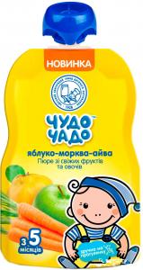 Чудо-Чадо Пюре 90г яблоко,морковь,айва, с сахаром и вит. С (пауч) 4820016253629 в интернет-магазине babypremium.com.ua