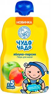 Чудо-Чадо Пюре 90г яблуко-персик (пауч) 4820016253636 в інтернет-магазині babypremium.com.ua