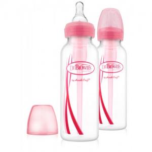 Dr. Brown's Пляшечка для годування з вузькою шийкою, 250 мл, колір рожевий, 2 шт. в упаковці SB82305-ESX (72239306369) в інтернет-магазині babypremium.com.ua