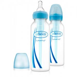 Dr. Brown's Пляшечка для годування з вузькою шийкою, 250 мл, колір блакитний, 2 шт. в упаковці SB82405-ESX (72239306376) в інтернет-магазині babypremium.com.ua
