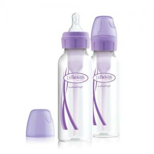 Dr. Brown's Бутылочка для кормления с узким горлышком, 250 мл, цвет фиолетовый, 2 шт. в упаковке SB82505-ESX (72239306383) в интернет-магазине babypremium.com.ua