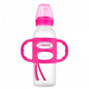 Dr. Brown's Пляшечка-поїльник з вузькою шийкою і силіконовими ручками, 250 мл, колір рожевий, 1 шт. в упаковці SB81057-P3 (72239313459) в інтернет-магазині babypremium.com.ua
