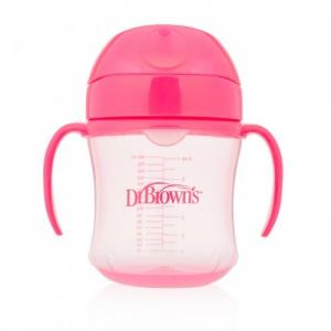 Dr. Brown's Чашка-поїльник з м'яким носиком та ручками, 6+ місяців, колір рожевий, 180 мл TC61003-INTL в інтернет-магазині babypremium.com.ua