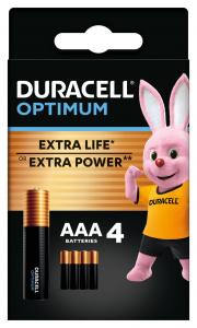 Duracell Лужні батарейки Optimum AAA 1.5В LR6 4 шт (5000394158726) в інтернет-магазині babypremium.com.ua