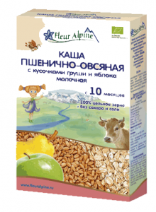 Fleur Alpine Organic Молочна каша пшенично-вівсяна зі шматочками груші та яблука 200 г (4006303002754) в інтернет-магазині babypremium.com.ua