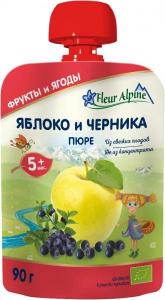 Fleur Alpine Фруктово-ягодное органическое пюре Яблоко - Черника 90 г (5024688001130) в интернет-магазине babypremium.com.ua