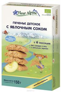 Fleur Alpine OrganicДетское печенье с яблочным соком 150 г (5412916941592) в интернет-магазине babypremium.com.ua