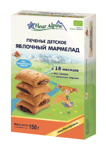 Fleur Alpine Organic Печиво яблучний мармелад - для всіх членів сім'ї 150 г (5412916941905) в інтернет-магазині babypremium.com.ua