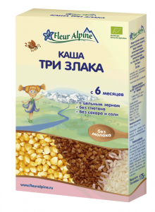 Fleur Alpine Organic Безмолочная каша три злака 175 г (4006303632135) в интернет-магазине babypremium.com.ua