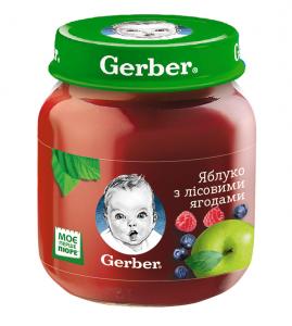 Gerber Гербер Пюре Яблоко - лесные ягоды  130 гр. 7613033514913 в интернет-магазине babypremium.com.ua
