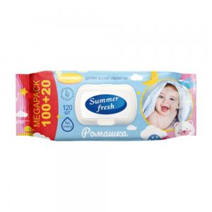 Summer Fresh Вологі серветки ромашка 120 шт (4820207591165) Summer Fresh Вологі серветки ромашка 120 шт (4820207591165) в інтернет-магазині babypremium.com.ua