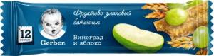 Gerber Фруктово-злаковий батончик з виноградом та яблуком з 12 м 25 г (7613287130075) в інтернет-магазині babypremium.com.ua
