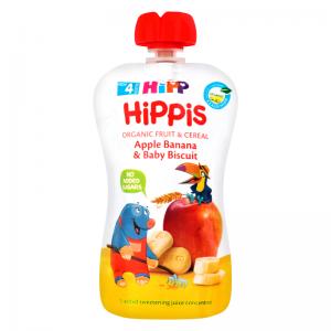 HiPP HiPPiS Органическое фруктовое пюре Pouch Яблоко-банан с детским печеньем, 100 г (9062300133728) в интернет-магазине babypremium.com.ua