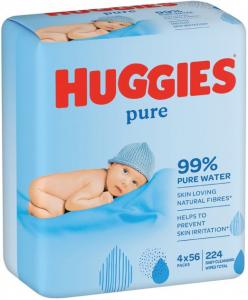 Влажные салфетки Huggies Pure 224шт (56 х 4 шт) 5029053550121 в интернет-магазине babypremium.com.ua