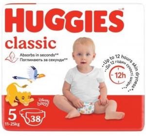 Підгузки Huggies Classic 5 (11-25 кг) 38 шт (5029053579740) в інтернет-магазині babypremium.com.ua