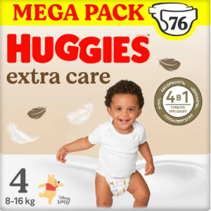 Huggies Підгузки Extra Care 4 (8-16 кг) 76 шт. 5029053583167 під замовлення 2 дні в інтернет-магазині babypremium.com.ua
