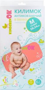 KinderenOK Дитячий гумовий килимок для ванної , розмір M, 58х34 см, кораловий з малюнком (071116) 765453575771 в інтернет-магазині babypremium.com.ua