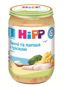 Hipp Овощи и лапша с треской c 8-ми месяцев, 220г (6550) 9062300131465 в интернет-магазине babypremium.com.ua