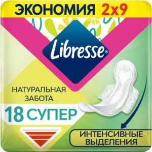 Libresse Гигиенические прокладки Natural Care Супер 18 шт (7322540837261) в интернет-магазине babypremium.com.ua