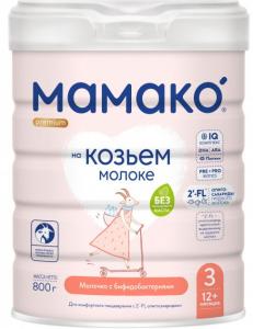 MAMAKO Premium 3 Адаптированная смесь на основе козьего молока для детей с 12 месяцев 800 г (4670017090514/8437022039152) в интернет-магазине babypremium.com.ua