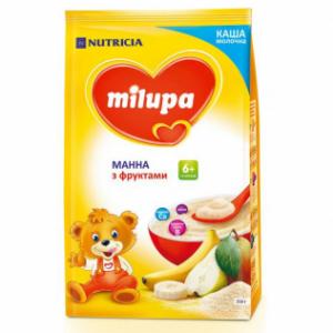 Milupa Молочна каша Манна з фруктами 210 г 5900852930041 в інтернет-магазині babypremium.com.ua