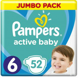 Підгузки Pampers Active Baby Розмір 6 (13-18 кг) 52 шт (8001090948533) в інтернет-магазині babypremium.com.ua