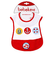 Babydo Слюнявчик на липучке с пищалкой Bebikevi красный 8680761004022 в интернет-магазине babypremium.com.ua