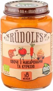 Rudolfs М'ясо-овочеве органічне пюре Овочі з макаронами та куркою з 8 місяців 190г (4751017940556) в інтернет-магазині babypremium.com.ua