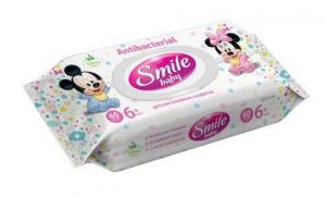 Smile Baby Салфетки антибактериальные с клапаном 60шт (4823071626773) в интернет-магазине babypremium.com.ua