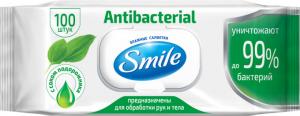Smile Влажные салфетки Antibacterial с соком подорожника 100 шт (4823071636741) в интернет-магазине babypremium.com.ua