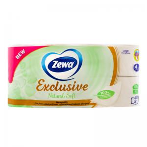 Zewa Туалетний папір Exclusive Natural Soft біло-кремова 4 шари 8 рулонів (7322541361246) в інтернет-магазині babypremium.com.ua